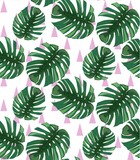 Green tropical leaves Vector pattern backgrounds