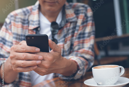 Man using smartphone