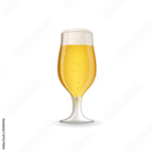 Realistic glass of beer. Detailed realistic vector illustration
