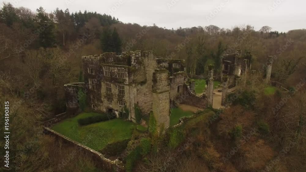 Aerial Shot Of Old Castle Ruins, Landscape Aerial Shot Of Old Castle Ruins, Landscape