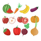 A set of fruits and vegetables