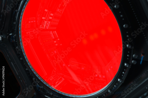 Fototapeta Naklejka Na Ścianę i Meble -  Space station window 3D rendering