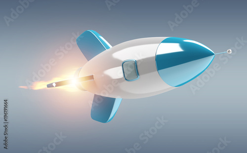 Fototapeta Naklejka Na Ścianę i Meble -  Isolated modern digital rocket 3D rendering