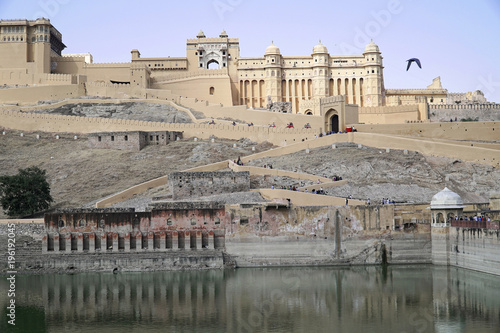 Amber Fort mit Mahota See, Jaipur, Rajasthan, Indien, Asien