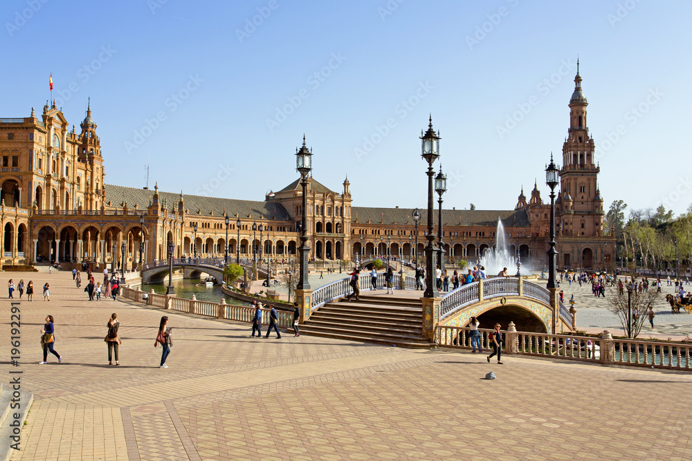 Obraz A beautiful view of Spanish Square, Plaza de Espana, in Seville