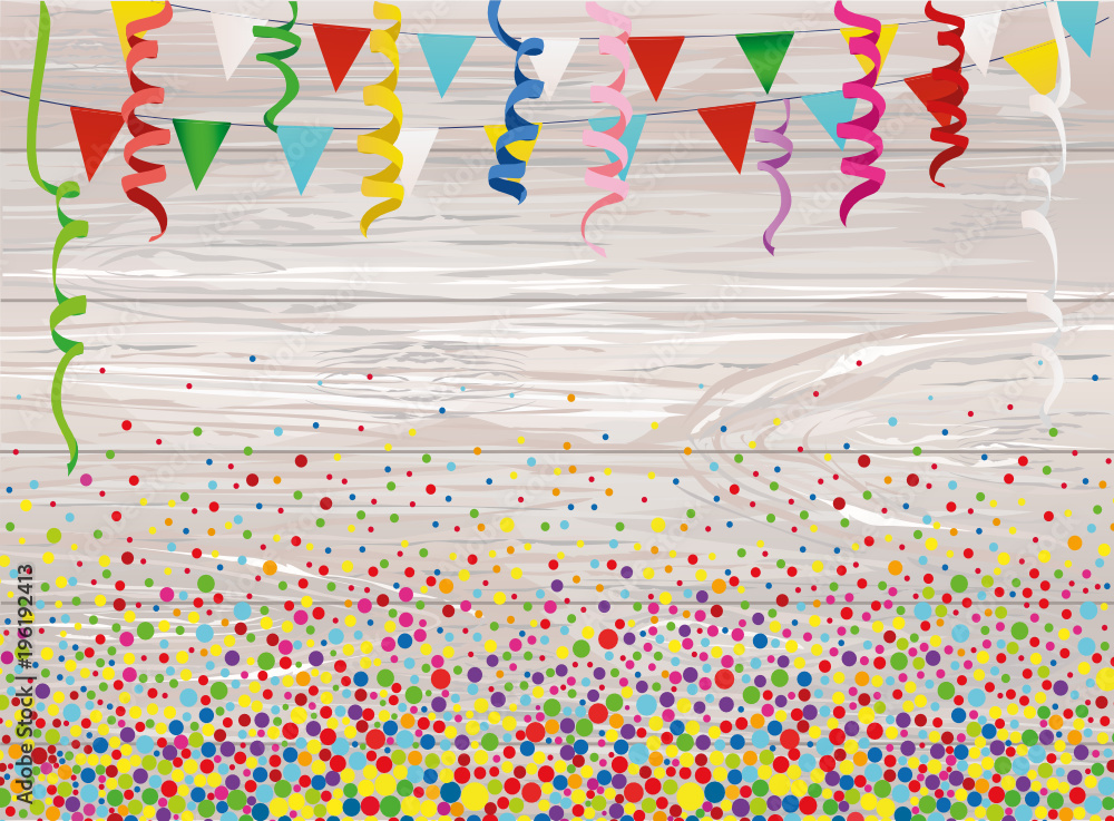 Obraz premium An empty invitation to a holiday in a heap of colorful confetti 