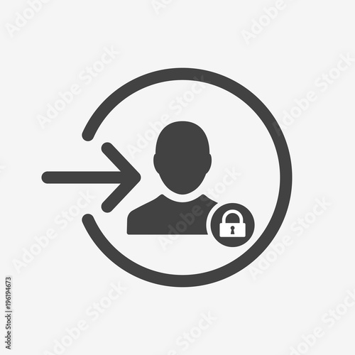 Login icon with padlock sign. Login icon and security, protection, privacy symbol