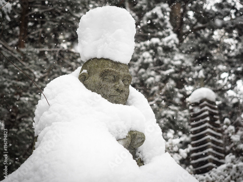 Japanese Buddha in Snow