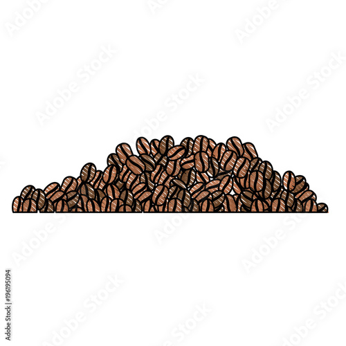 coffee beans colored crayon silhouette vector illustration