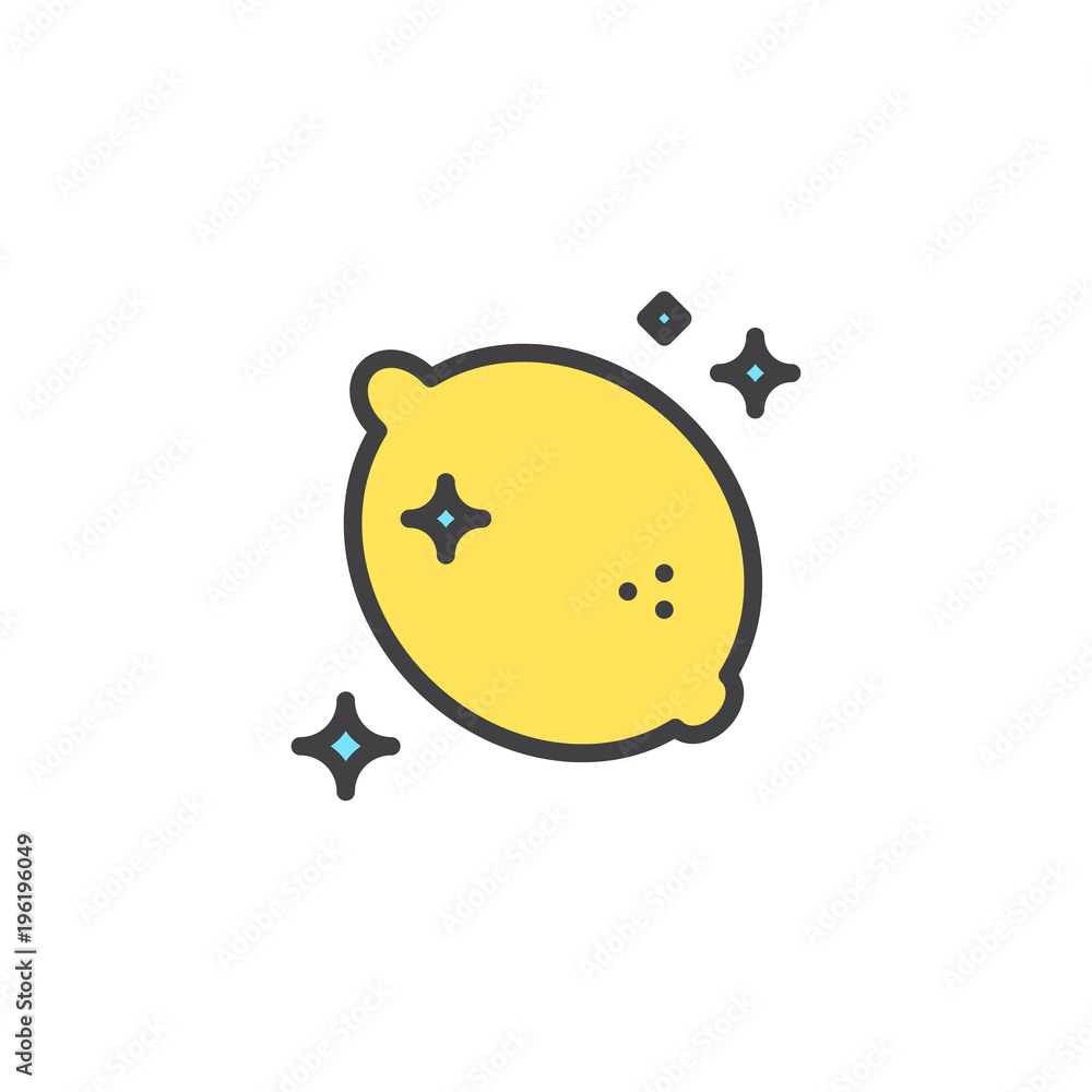 Obraz premium Lemon air fresh smell filled outline icon, line vector sign, linear colorful pictogram isolated on white. Citrus scent symbol, logo illustration. Pixel perfect vector graphics