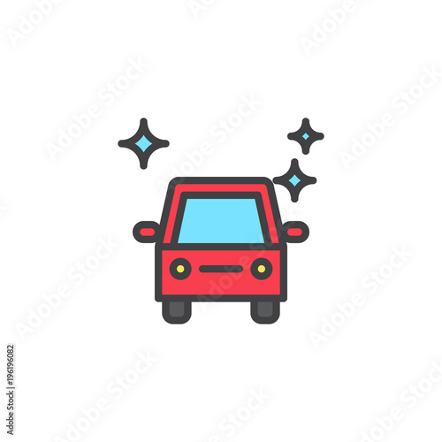 Clean car filled outline icon  line vector sign  linear colorful pictogram isolated on white. Car wash symbol  logo illustration. Pixel perfect vector graphics