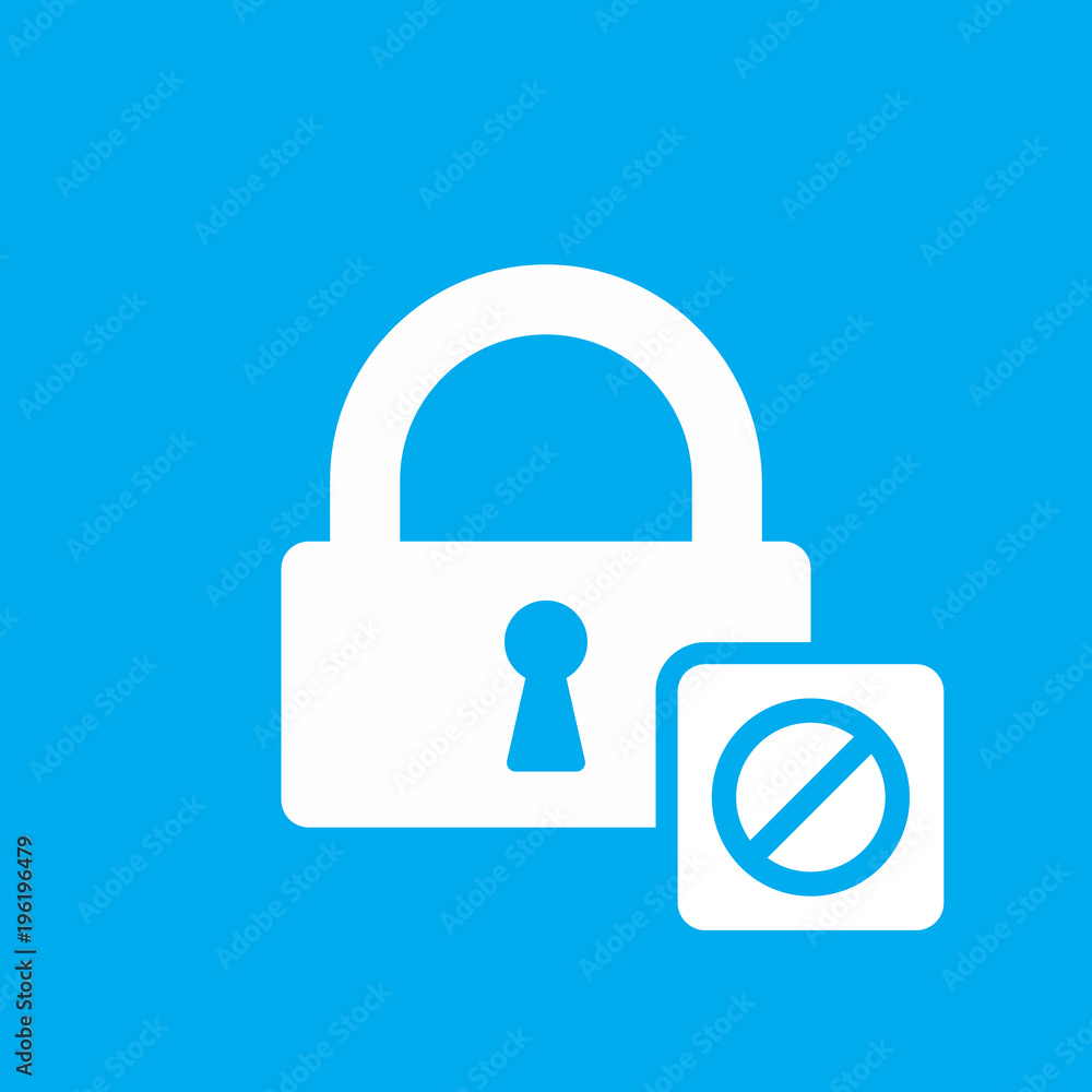 Lock icon with not allowed sign. Lock icon and block, forbidden, prohibit symbol Lock icon with not allowed sign. Lock icon and block, forbidden, prohibit symbol