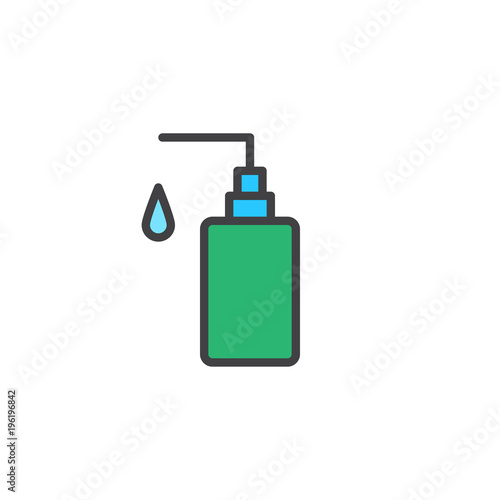 Hand soap filled outline icon, line vector sign, linear colorful pictogram isolated on white. Liquid soap bottle symbol, logo illustration. Pixel perfect vector graphics