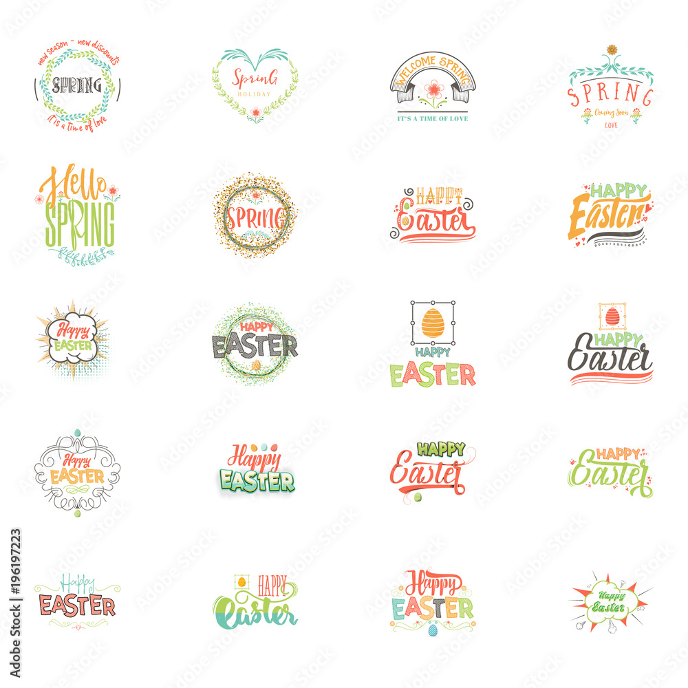 Spring - Easter is a beautiful badge set, like a sticker for social networks.