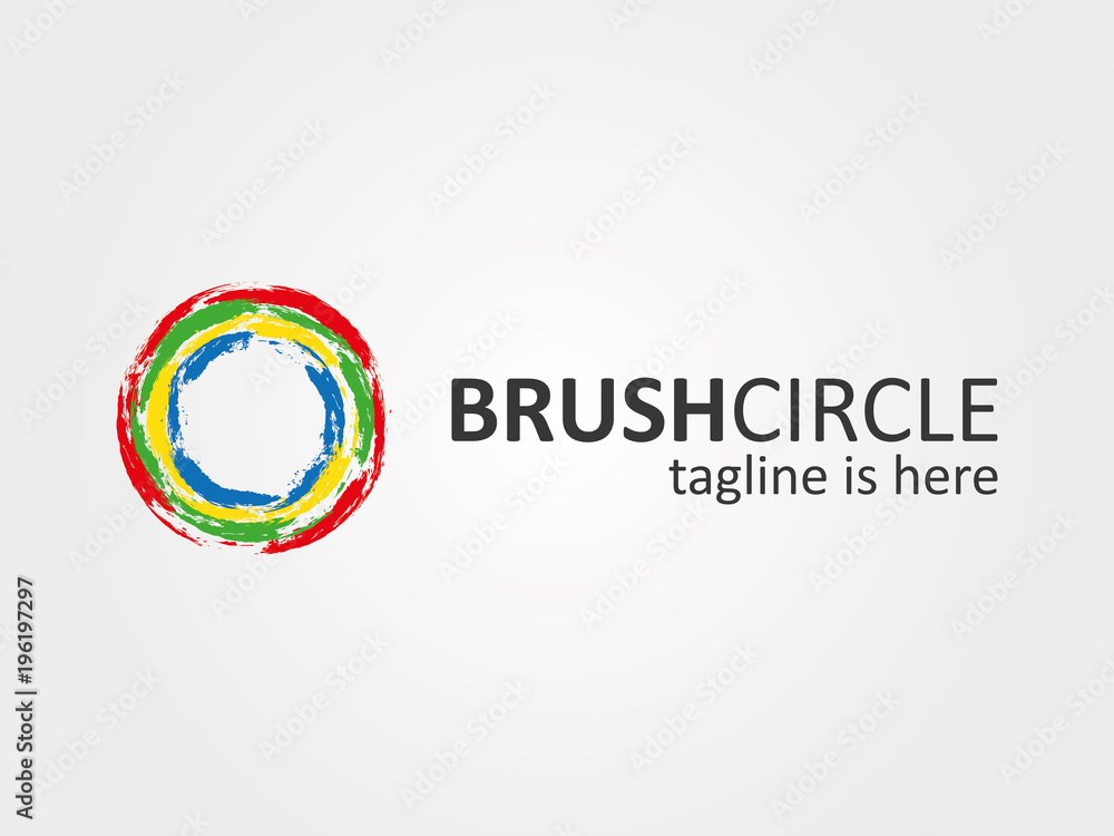 Abstract brush logo design. Circle brush logo.