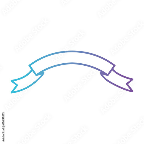 ribbon decorative with folds in color gradient silhouette from purple to blue vector illustration