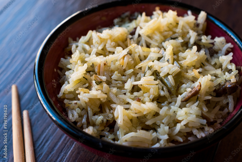 Basmati Rice with Chopsticks in Bowl Ready to Eat. Basmati Rice with Chopsticks in Bowl Ready to Eat.