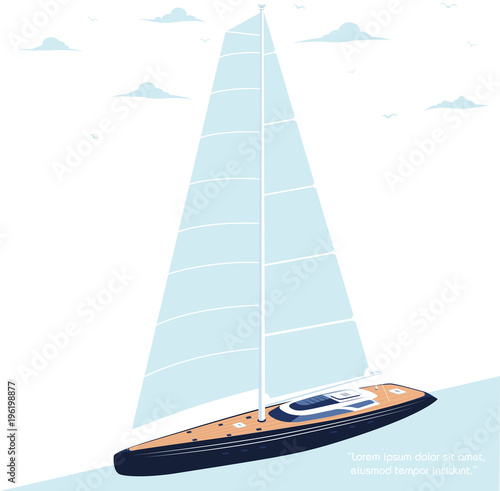 Yacht club flyer design with sail boat
