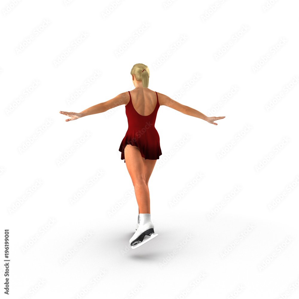 Woman on skates isolated on a white. 3D illustration