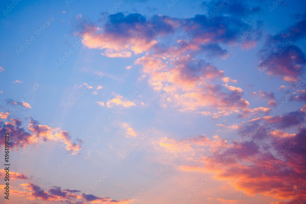 Abstract sunset sky with clouds nature background