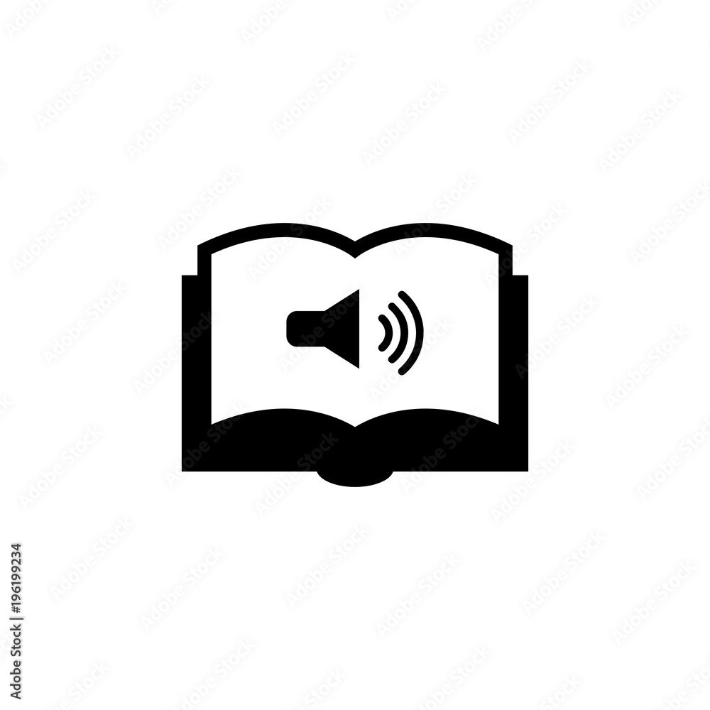 Audio Book. Flat Vector Icon. Simple black symbol on white background Audio Book. Flat Vector Icon. Simple black symbol on white background