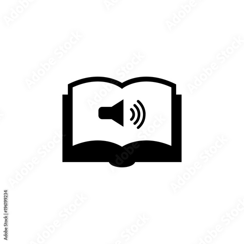 Audio Book. Flat Vector Icon. Simple black symbol on white background