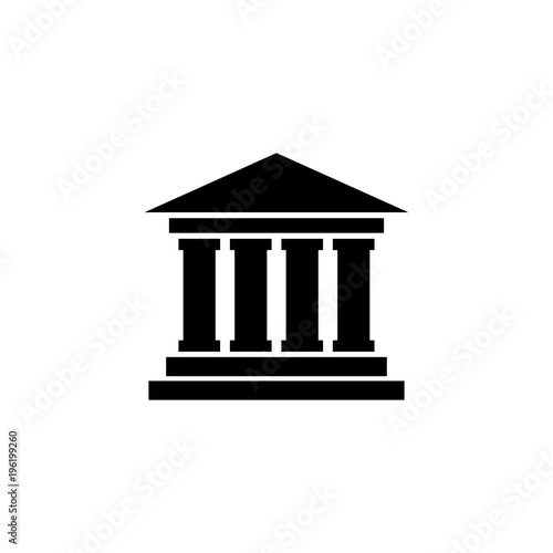 Court Building. Flat Vector Icon. Simple black symbol on white background