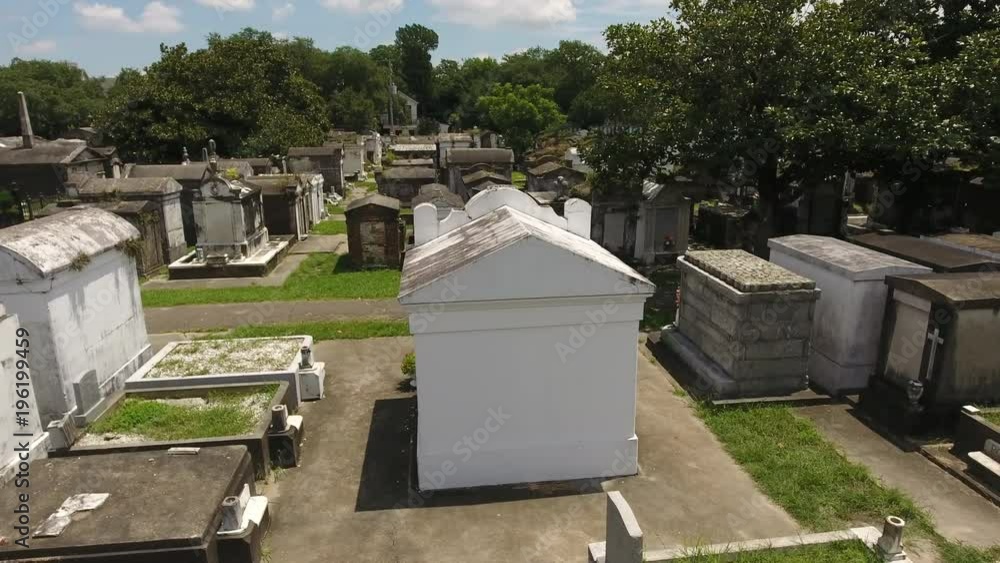 Low Orbit Over Crowded and Old Cemetery in New Orleans Low Orbit Over Crowded and Old Cemetery in New Orleans