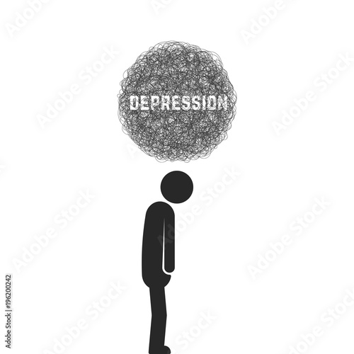 depression with black stick figure
