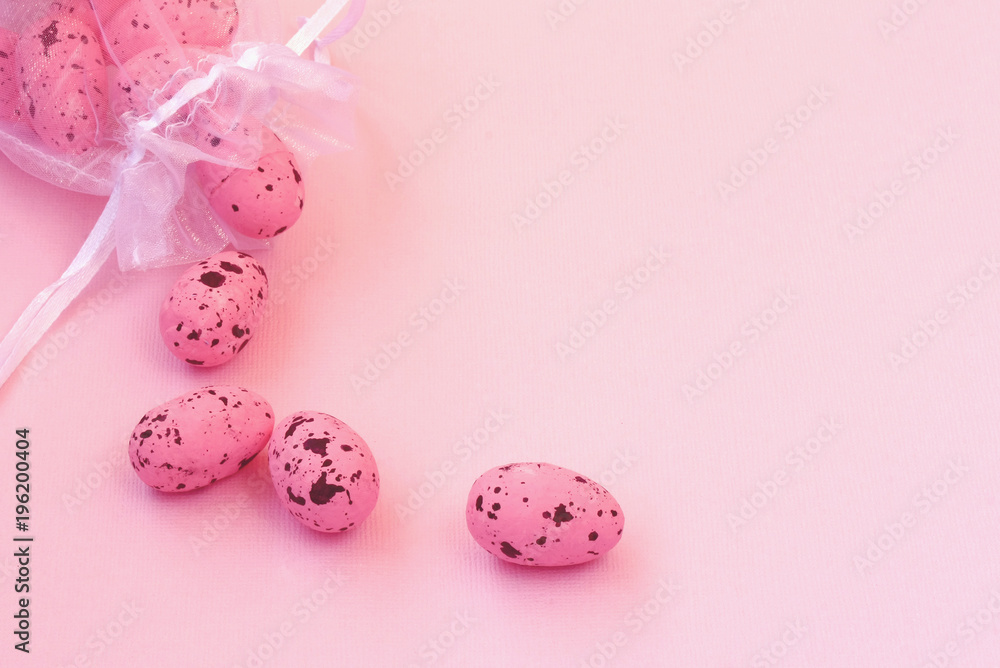 easter pink background, eggs in bag, easter pink background, eggs in bag,