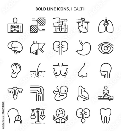 Health, bold line icons.