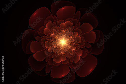 Bright abstract fractal red flowers, Fractal Flowers Fantasy © danlersk