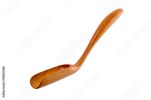 Empty wooden scoop isolated on a white background