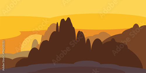 Vector minimal landscape mountain illustration, cartoon design, isolated
