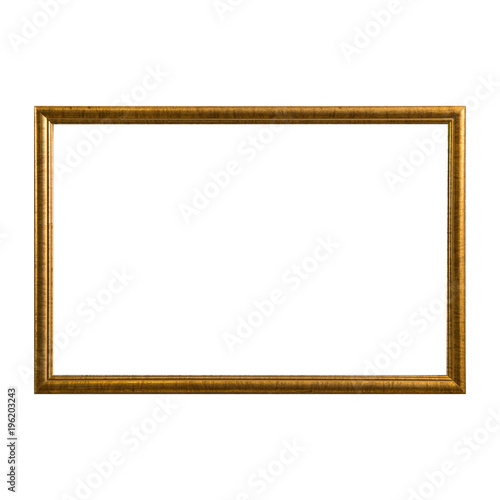 empty vintage photo frame,wood frame isolated on white background,interior decorative object