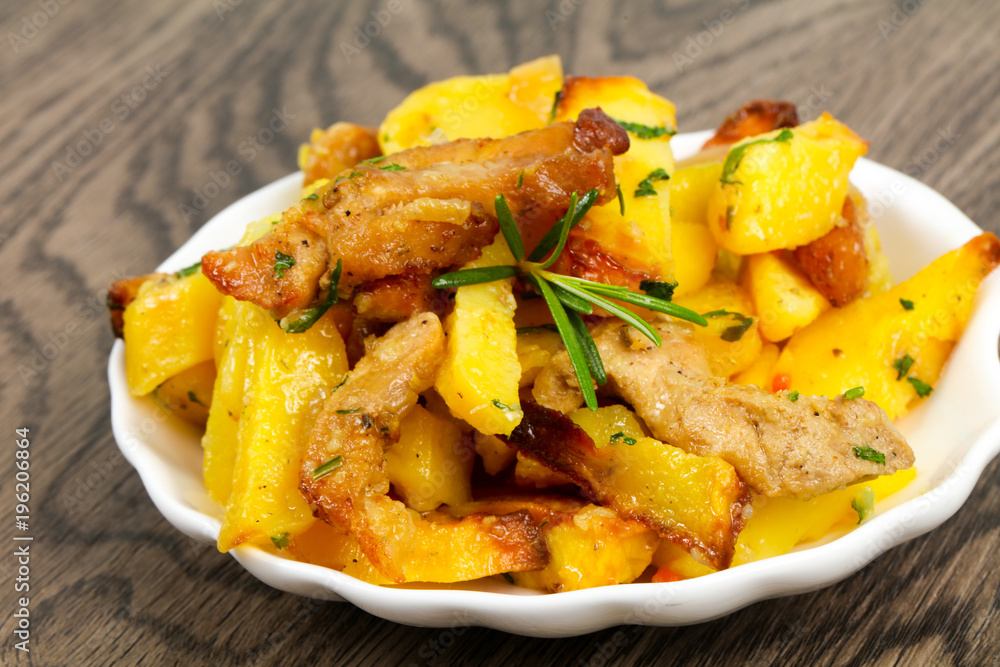 Fried potato with pork Fried potato with pork