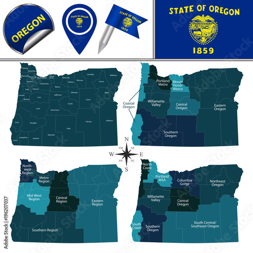 Map of Oregon with Regions