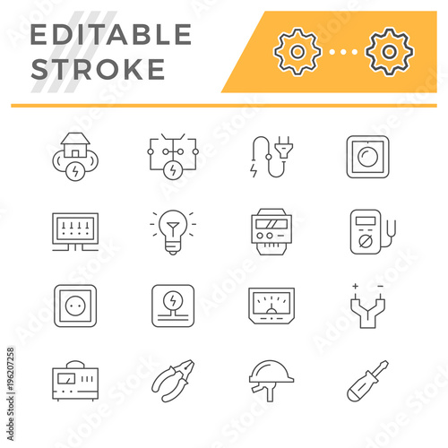 Set line icons of electricity
