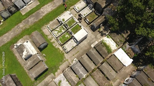 Looking Down Over Crossroads in Crowded and Old Cemetery in New Orleans photo