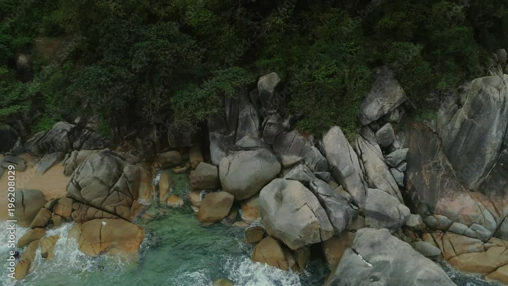 tide beach stones blue sea ocean bay nature thailand coast palms and rocks tide beach stones blue sea ocean bay nature thailand coast palms and rocks