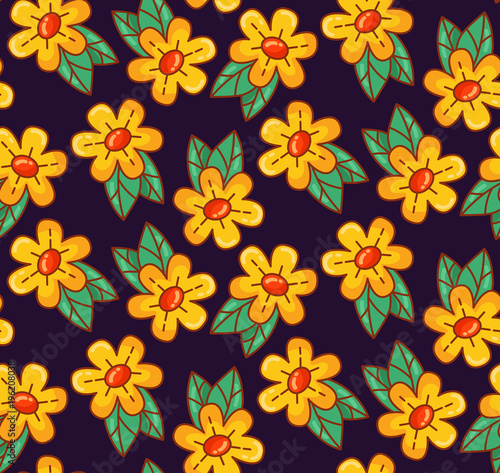 Yellow flowersseamless vector pattern