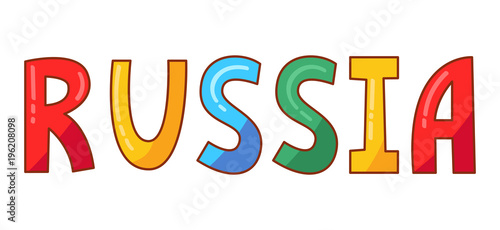 Russia word colorful letters vector isolated
