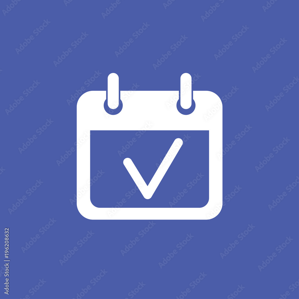 Check calendar icon flat. Tick sign Check calendar icon flat. Tick sign