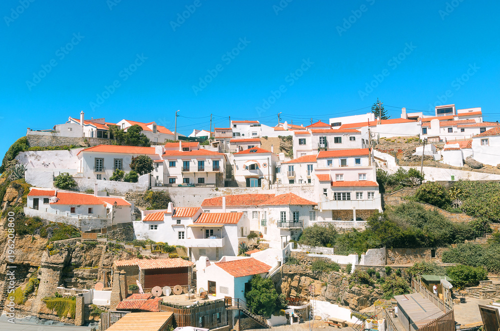 Beautiful view of  Azenhas do Mar, a tiny coastal town near Sintra, Lisbon. in Portugal.