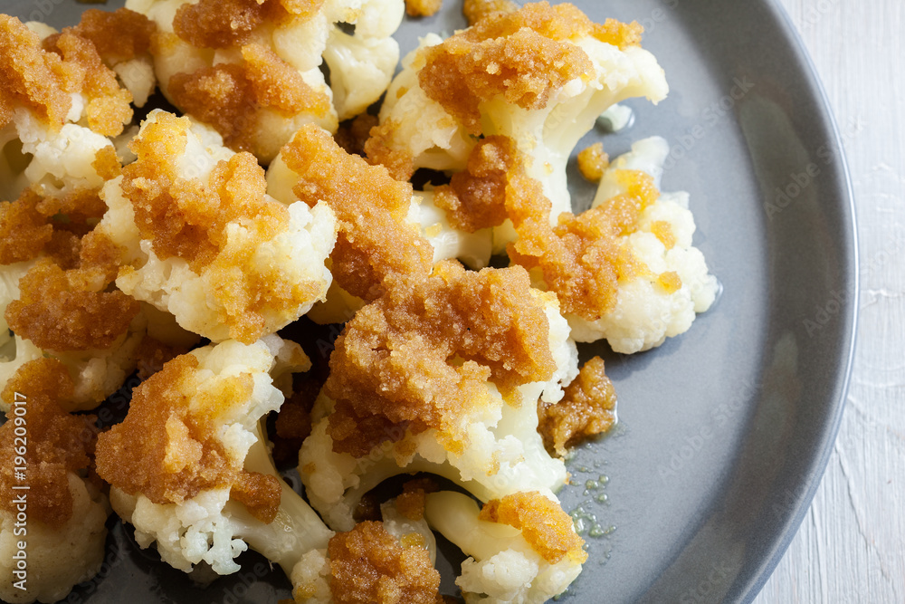Vegetarian cooked cauliflower with bread crumb Vegetarian cooked cauliflower with bread crumb