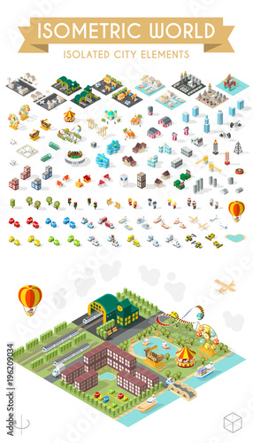 Build Your Own City . Set of Isolated Minimal City Vector Elements on White Background