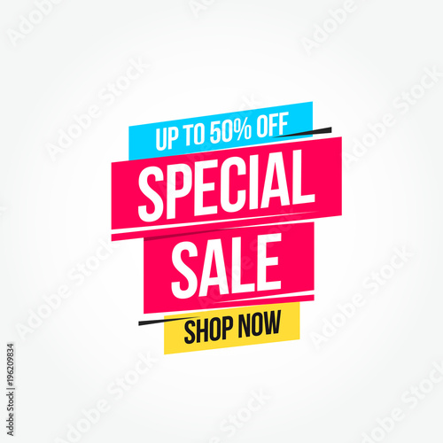 Special Sale 50% Off Shop Now Advertisement Label