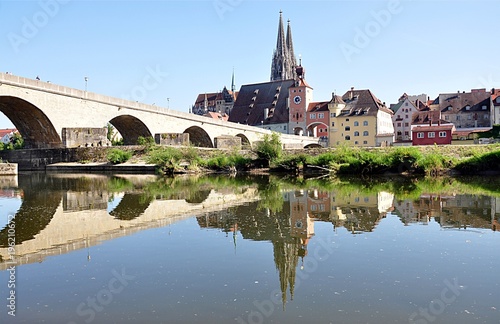 bridge and city Regensburg, Germany, Europe