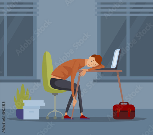 Sleeping student schoolboy pupil at school vector illustration