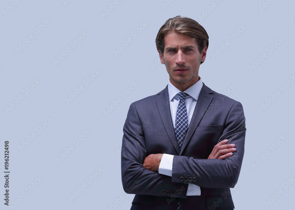 thoughtful businessman adjusting his tie. thoughtful businessman adjusting his tie.